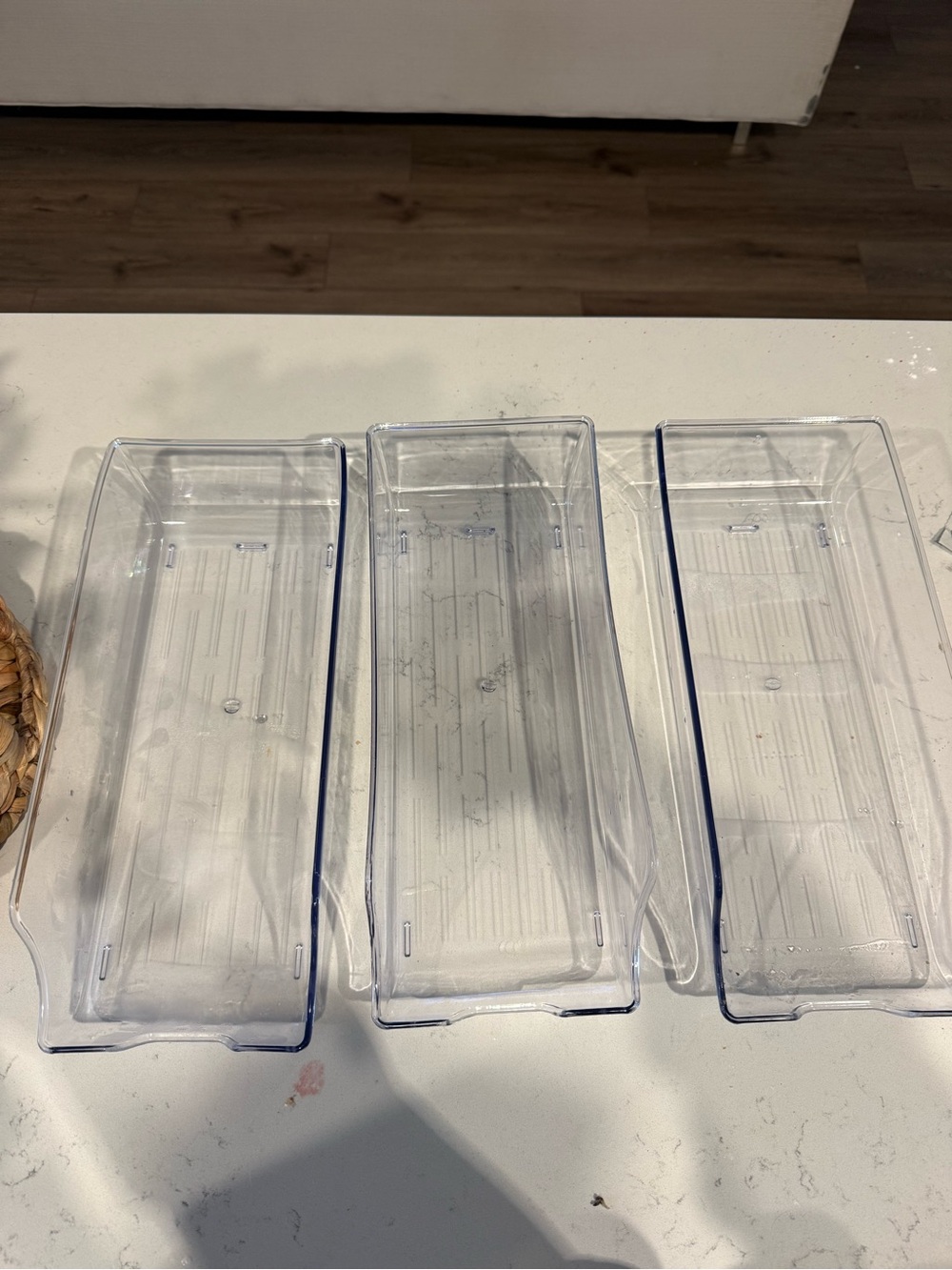 Clear Plastic Refrigerator Bins - Set of 3